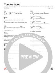 You Are Good Chord Chart Editable Bethel Music