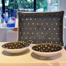 polka dot fused glass dishes by judy