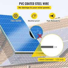 Vevor Solar Panel Bird Wire 8 In X 98 Ft Solar Panel Critter Guard Removable Garden Fence Guard Wire Roll Kit With Zip Ties Black