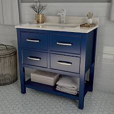 Get free shipping on qualified 30 inch vanities bathroom vanities or buy online pick up in store today in the bath department. Home Decorators Collection Brookbank 30 Inch 2 Drawer Vanity In Navy Blue With White Engineered M Blue Vanity Home Decorators Collection Single Bathroom Vanity