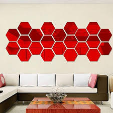 3d Hexagonal Mirror Wall Stickers Set