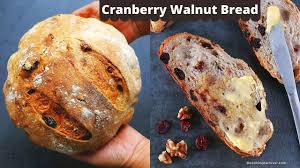 cranberry walnut bread no knead bread
