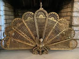 Vintage Brass Griffin Peacock Fireplace
