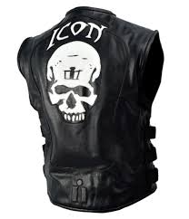 Skull Regulator Icon Biker Black Leather Vest
