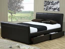 houston sleigh bed with drawers brown