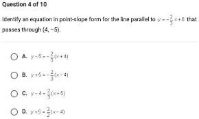 Point Slope Form For The Line Parallel
