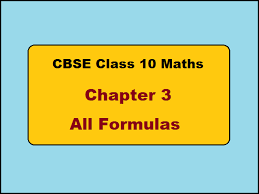 Cbse Class 10 Maths Formulas For