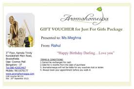 Spa Gift Certificate Spa Gift Card Spa Gift Voucher At Aroma