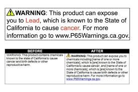 prop 65 notices over lead acrylamide