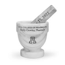 4 Personalized White Marble Mortar And