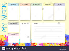 My Week Planner In Colorful Flowers Design With A Chart For