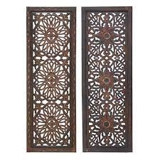 Hand Carved Brown Wooden Wall Panels