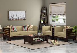 Buy Hizen Wooden Sofa Set Walnut