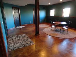 Stained Concrete Basement Traditional