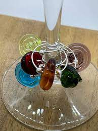 Murano Glass Wine Charms Rainbow Wine
