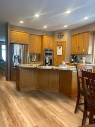 kitchen with honey oak cabinets