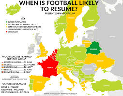 Maps combining the two are great. Football Restart Dates After The Coronavirus Around Europe With Map Michael 84