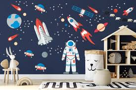 Outer Space Fabric Wall Stickers Rocket