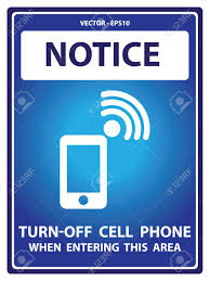 Blue Notice Plate For Safety Present By Turn Off Cell Phone When