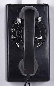 Black Rotary Wall Phone W Metal Dial