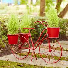 Red Metal Bicycle Plant Stand