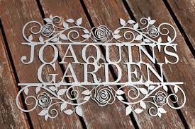 Custom Metal Garden Sign With Roses