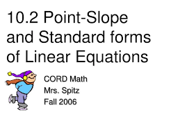 Standard Forms Of Linear Equations