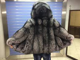 Full Skin Silver Fox Fur Mens Coat