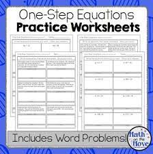 One Step Equations Worksheets