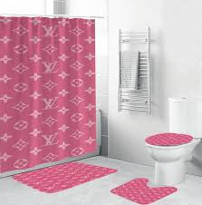 Pink Bathroom Set With Shower Curtain