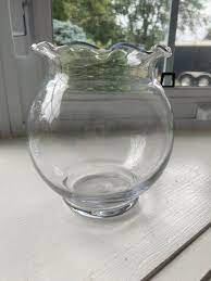 vintage clear glass round vase fluted