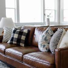 leather couch pillow ideas off 61