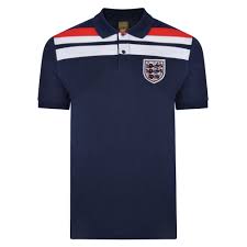 England 1982 world cup finals retro football shirt mens. England 1982 Empire Navy Polo Shirt
