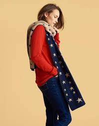 Saffy Navy Stars Intarsia Scarf Joules Us Joules