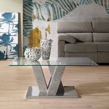 Glass Coffee Table With Concrete Wood