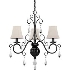 Volume Lighting Ava 3 Light Foundry Bronze Indoor Hanging Chandelier With Ivory Fabric Lamp Shades 4013 65 The Home Depot
