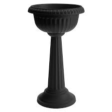 2 Piece Black Grecian Urn Pedestal