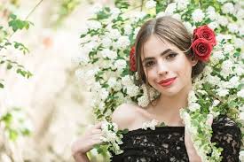 fashionable spanish makeup rose flower