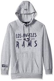 Icer Brands Nfl Los Angeles Rams Womens Fleece Hoodie Pullover Sweatshirt Tie Neck Large Gray