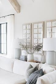 Pale Gray Lamps On Wooden Sofa Table