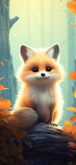 cute fox in forest art wallpapers