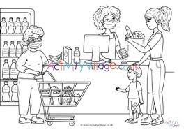 Some of the coloring pages shown here are some of the coloring page names are grocery store fun chef solus at check out coloring, big size. Supermarket Scene With Masks Colouring Page