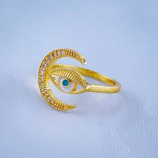 evil eye silver copper band ring