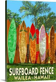 Wailea Hawaii Surfboard Fence Wall