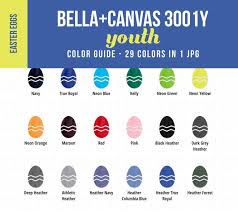 Bella Canvas 3001y Youth Color Chart Mockup Kids Shirt Color Showcase Child Tshirt Color Guide With Easter Egg Shaped Swatches