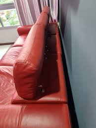 red sofa with right electric recliner