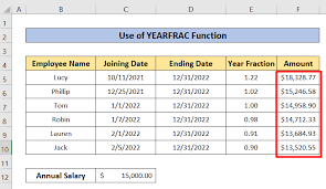 calculate prorated salary in excel