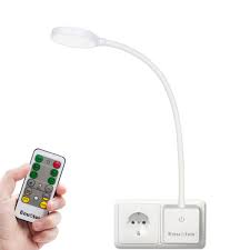 Remote Control Plug In Flexible Led Bedside Reading Night Lamp Dimmable Power Socket Light 4w 350lm Natural White Lighting 5000k European Power Plug 1