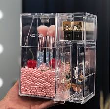 acrylic cover makeup brush holder with
