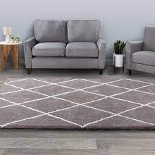 diamond area rug plush gray